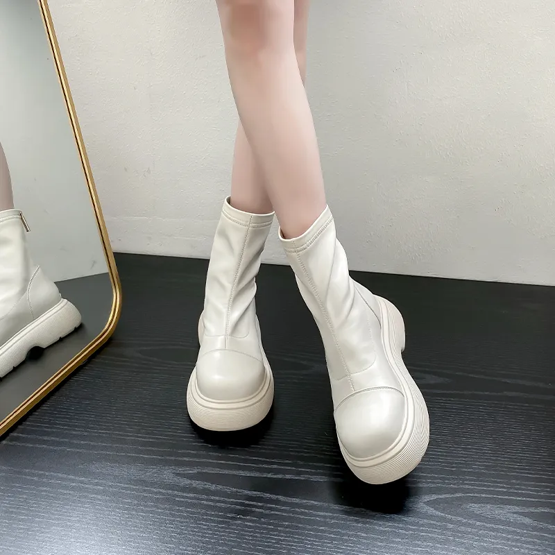 AGSDON Ankle Boots Women's Black/Milk Tea/Beige-15