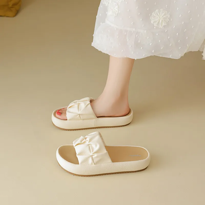 AGSDON Slide Slippers Women's Beige/Pink/Yellow-5