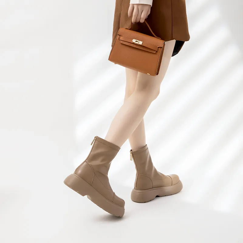 AGSDON Ankle Boots Women's Black/Milk Tea/Beige-10