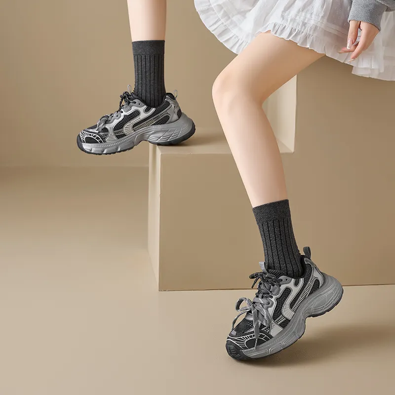 AGSDON Height Increasing Low-Top Chunky Sneakers Women's-4