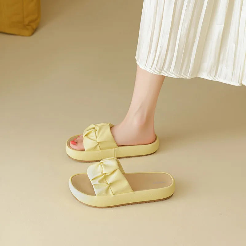 AGSDON Slide Slippers Women's Beige/Pink/Yellow-16