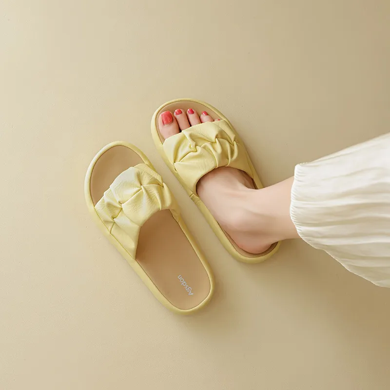 AGSDON Slide Slippers Women's Beige/Pink/Yellow-17