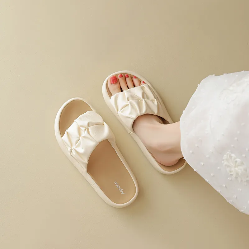 AGSDON Slide Slippers Women's Beige/Pink/Yellow-4