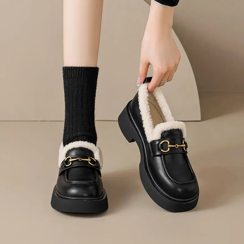 AGSDON Loafers 4cm Women's Black-3