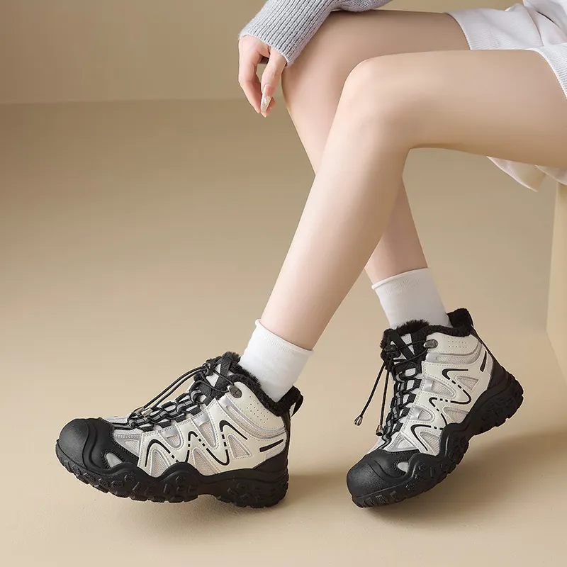 AGSDON Warm Height Increasing Slip Resistant High Top Hiking Shoes Women's-2