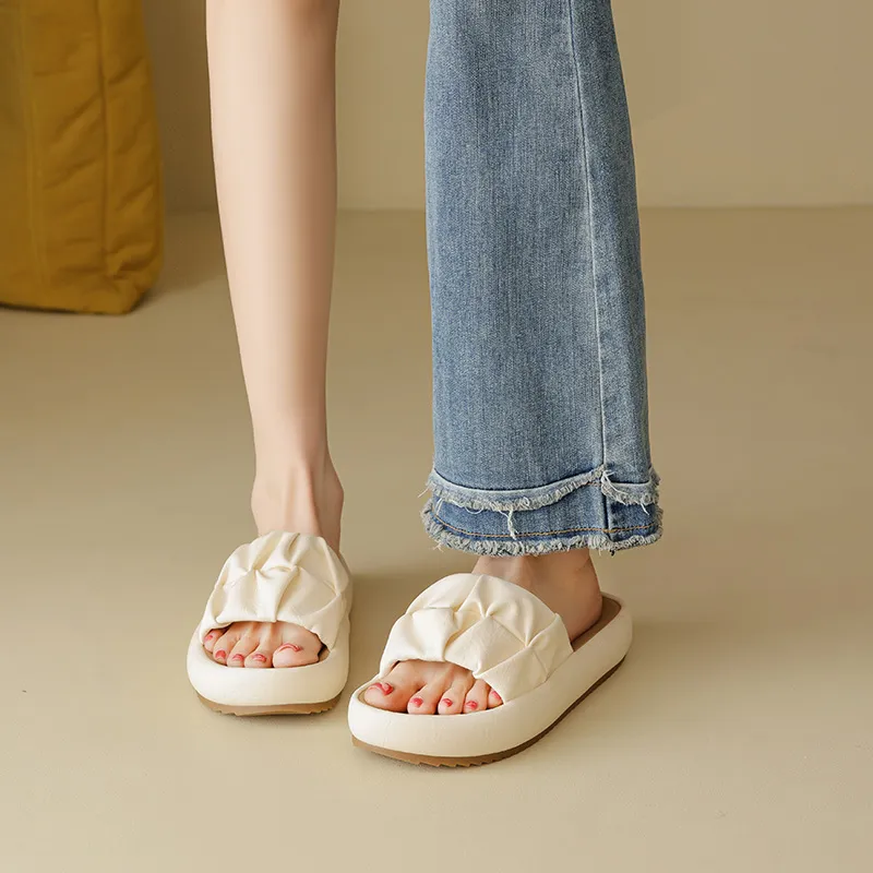 AGSDON Slide Slippers Women's Beige/Pink/Yellow-6