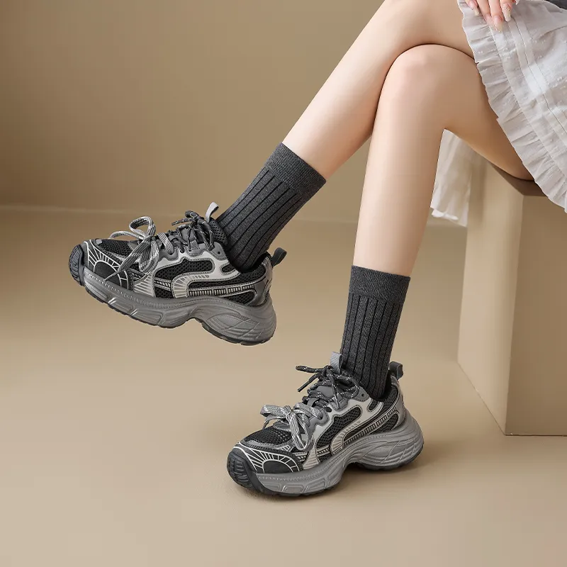 AGSDON Height Increasing Low-Top Chunky Sneakers Women's-2