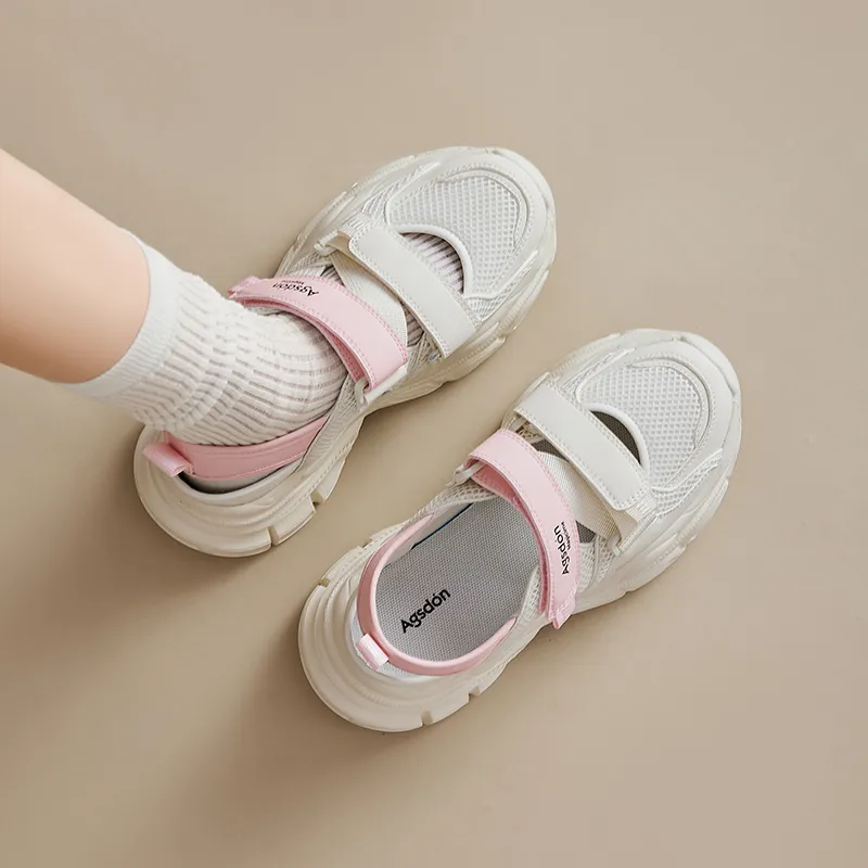 AGSDON Lightweight Breathable Height Increasing Low Top Chunky Sneakers 7.5cm Women's-11