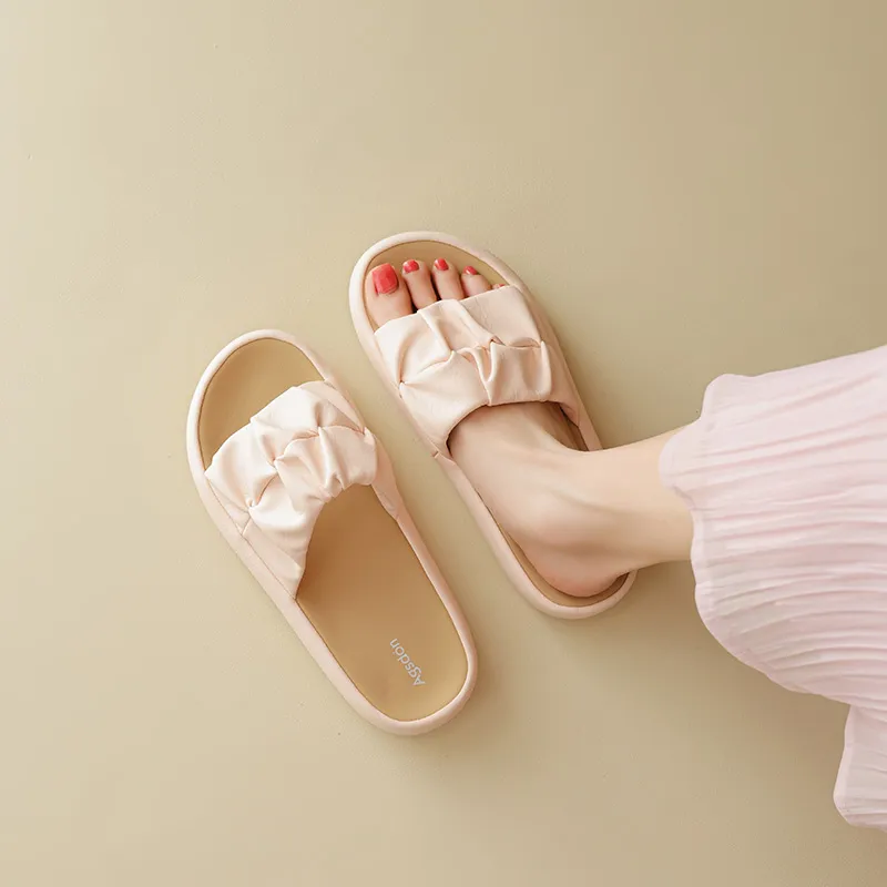 AGSDON Slide Slippers Women's Beige/Pink/Yellow-10