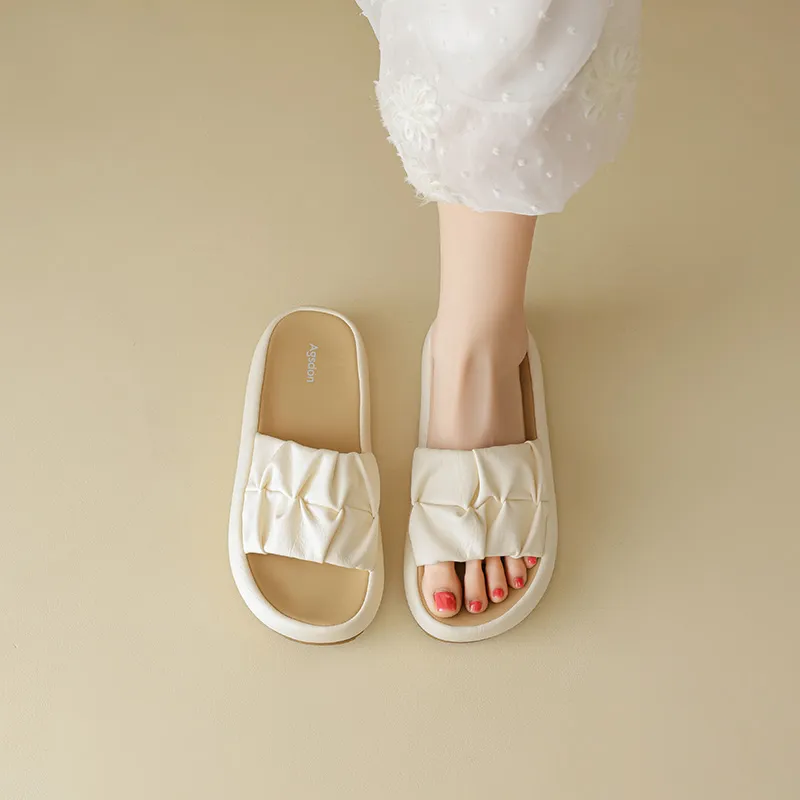 AGSDON Slide Slippers Women's Beige/Pink/Yellow-2