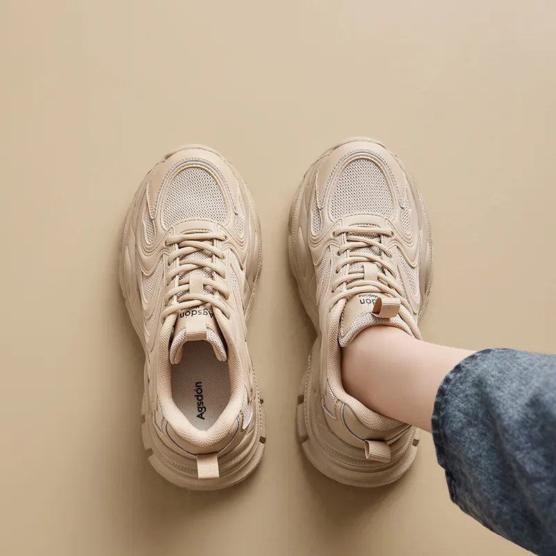 AGSDON Breathable Low Top Chunky Sneakers 6cm Women's-12