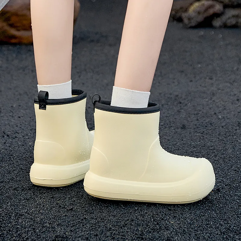 AGSDON Rain Boots Women's Gold/Light Yellow-5