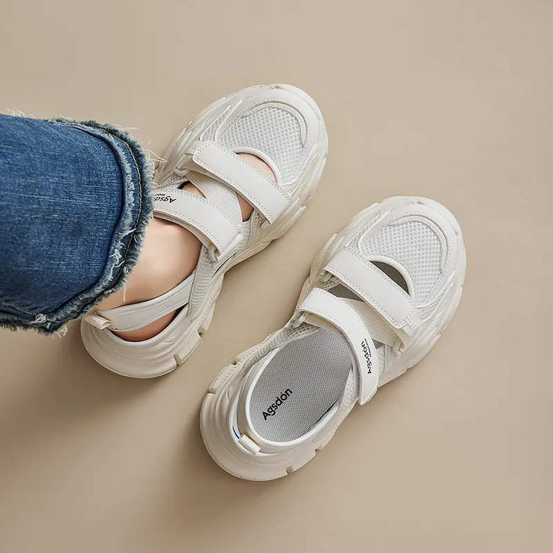 AGSDON Lightweight Breathable Height Increasing Low Top Chunky Sneakers 7.5cm Women's-4