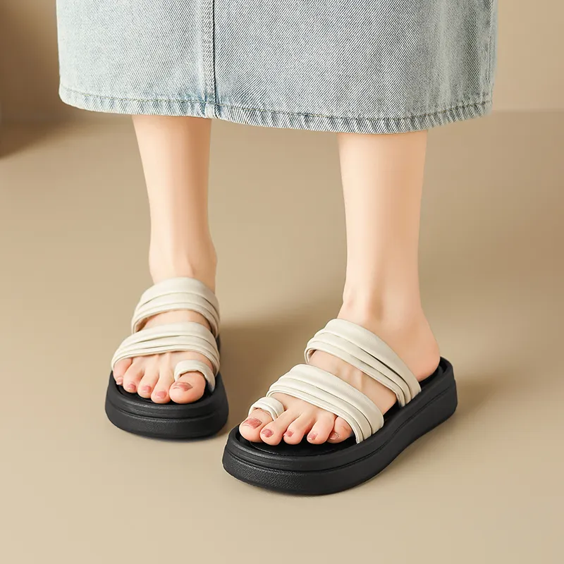 AGSDON Slide Slippers Women's Beige/Silver-2
