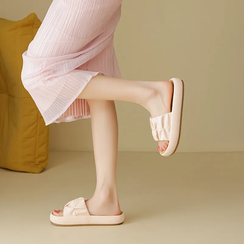 AGSDON Slide Slippers Women's Beige/Pink/Yellow-12