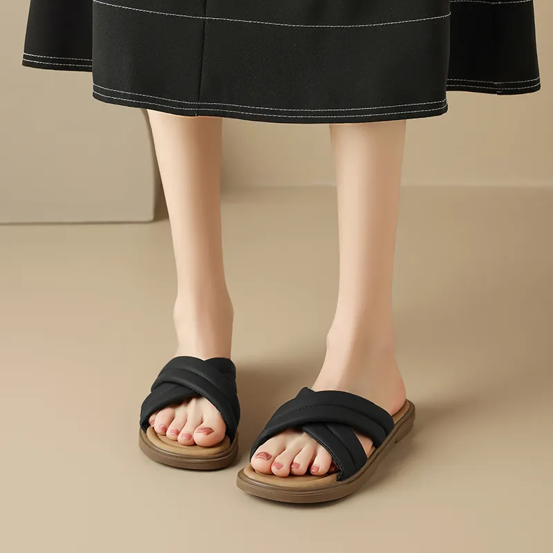 AGSDON Rubber Sole Quiet Slip Resistant Slide Slippers Women's-11