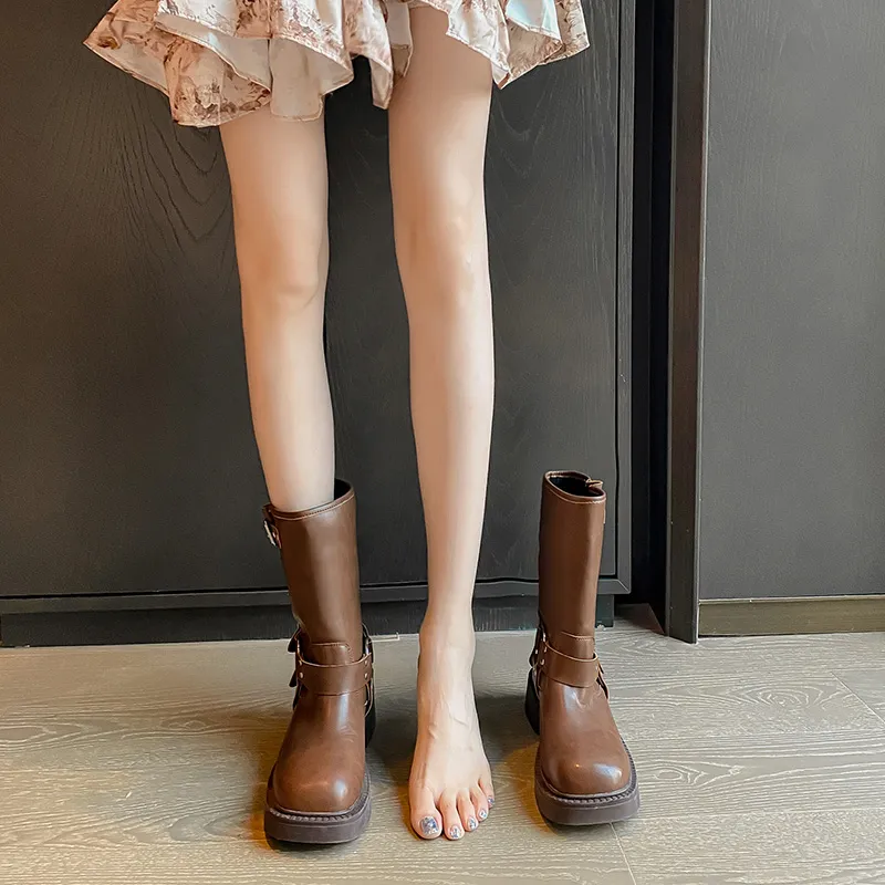 AGSDON Ankle Boots 4cm Women's Brown-12
