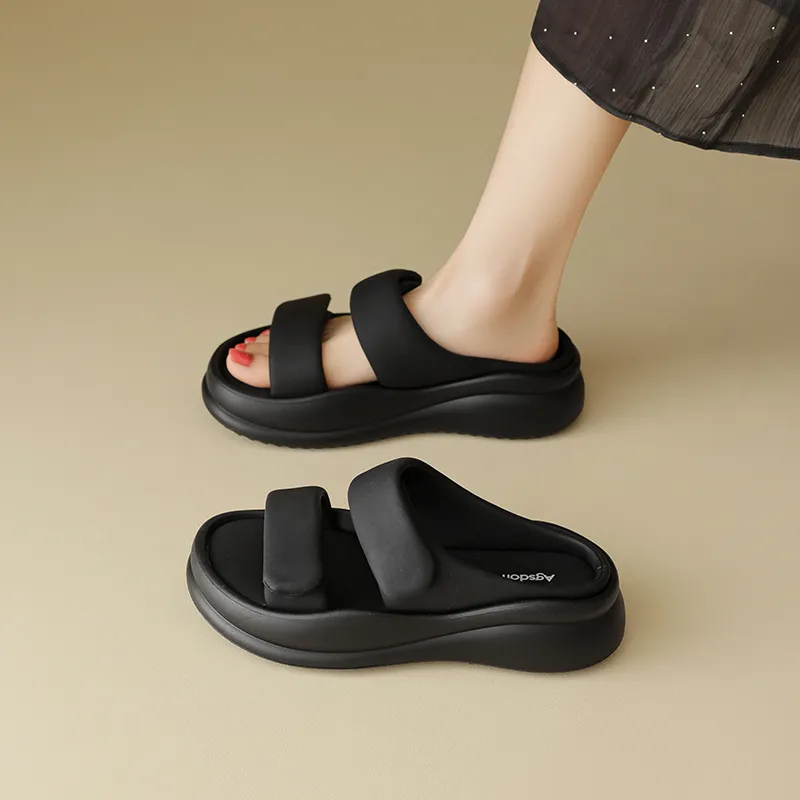 AGSDON PVC Polyvinyl Chloride Quiet Slip Resistant Slide Slippers Women's-18