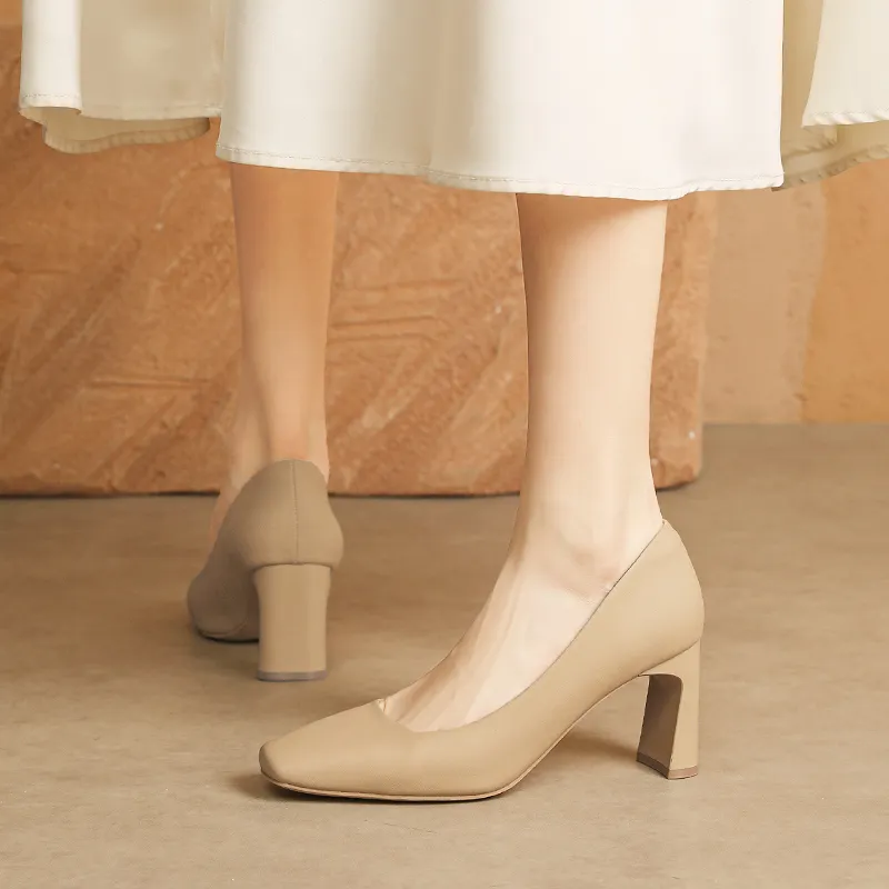 AGSDON Chunky Heel High Heels 7.5cm Women's-9