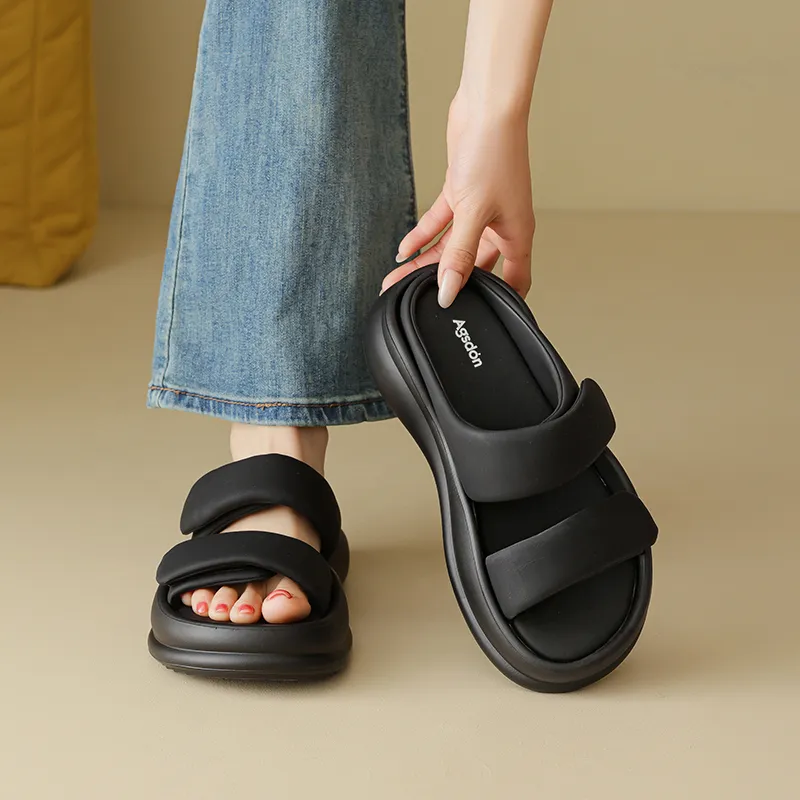 AGSDON PVC Polyvinyl Chloride Quiet Slip Resistant Slide Slippers Women's-19