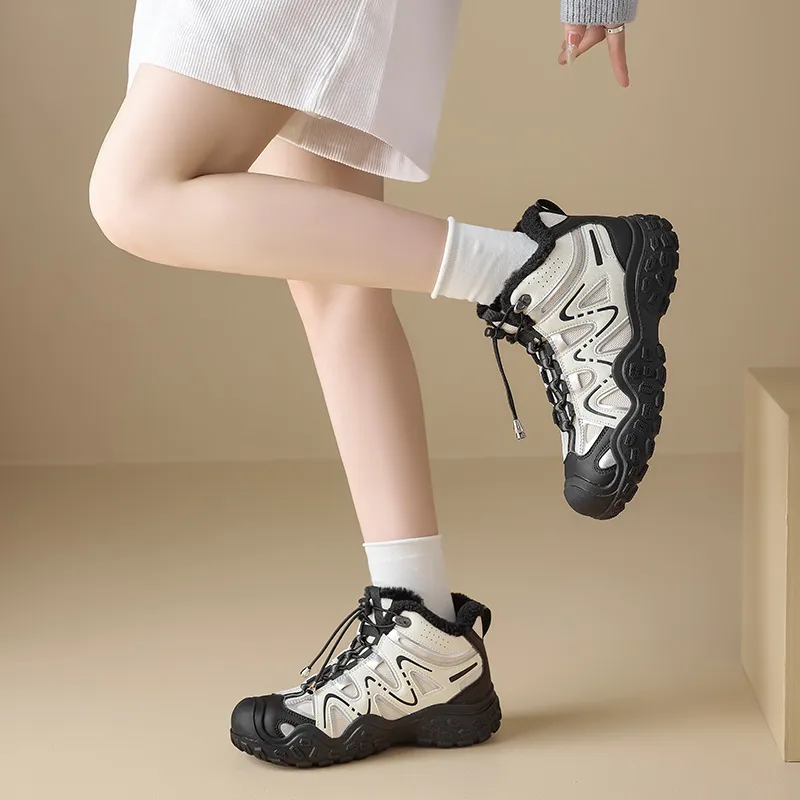 AGSDON Warm Height Increasing Slip Resistant High Top Hiking Shoes Women's-3