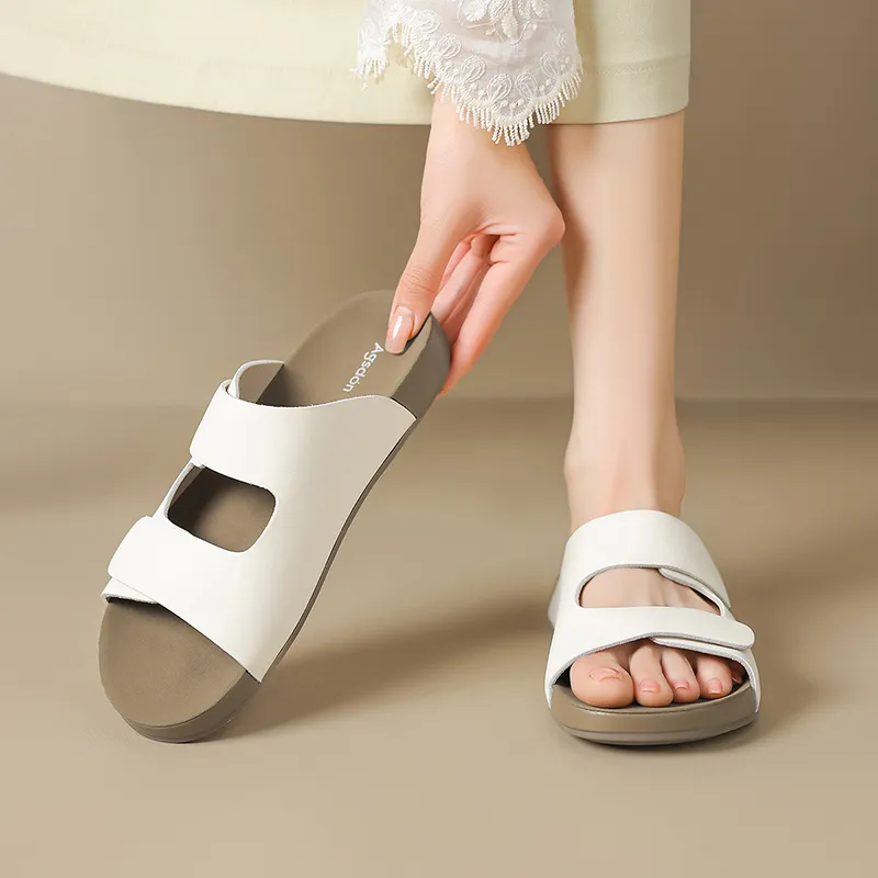 AGSDON Slide Slippers Women's Apricot/Beige/Pink-10