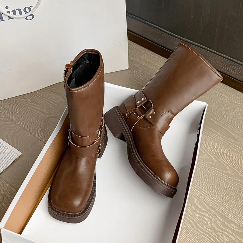AGSDON Ankle Boots 4cm Women's Brown-13