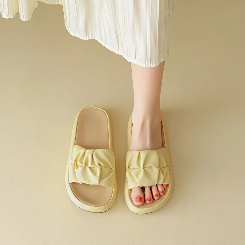 AGSDON Slide Slippers Women's Beige/Pink/Yellow-18