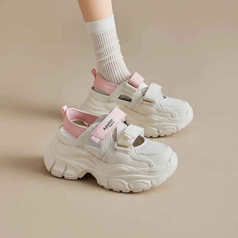 AGSDON Lightweight Breathable Height Increasing Low Top Chunky Sneakers 7.5cm Women's-10
