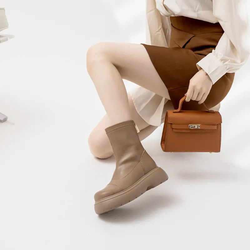 AGSDON Ankle Boots Women's Black/Milk Tea/Beige-9