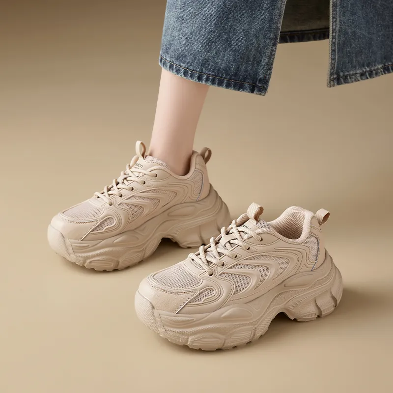 AGSDON Breathable Low Top Chunky Sneakers 6cm Women's-10