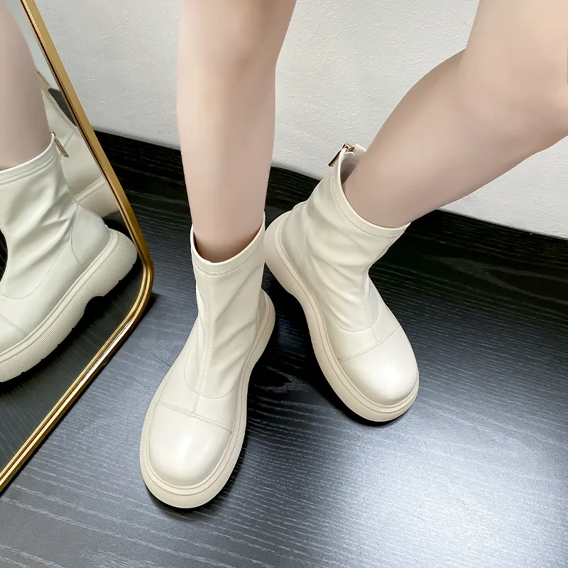 AGSDON Ankle Boots Women's Black/Milk Tea/Beige-17