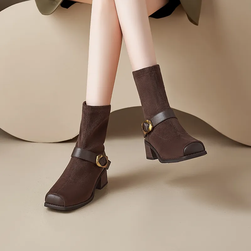 AGSDON Ankle Boots Women's Black/Brown-9