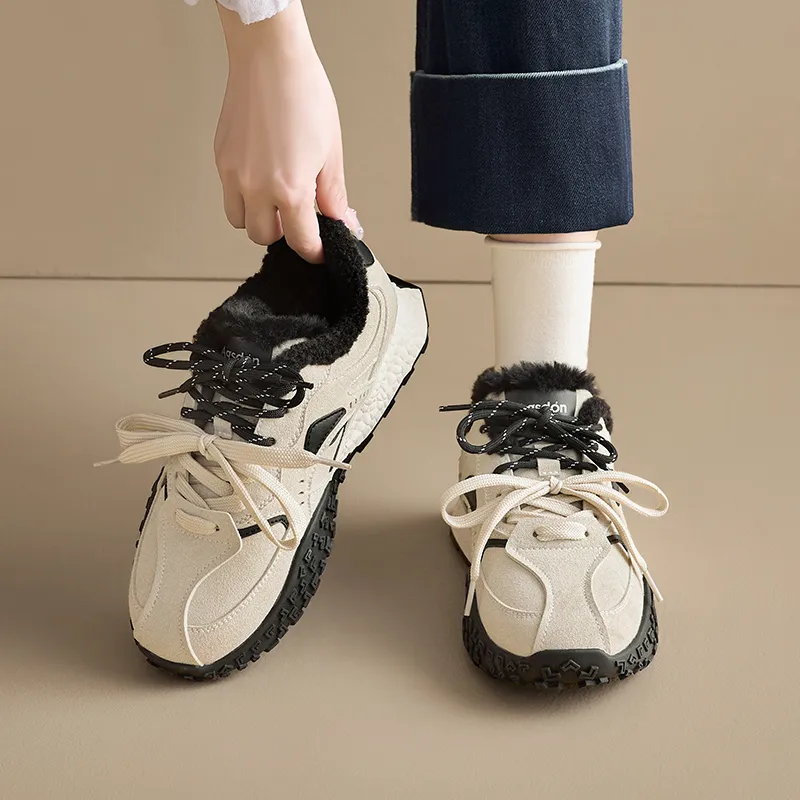 AGSDON Warm Height Increasing Low-Top Casual Shoes Women's-6