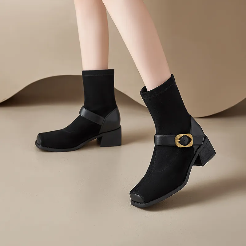AGSDON Ankle Boots Women's Black/Brown-2