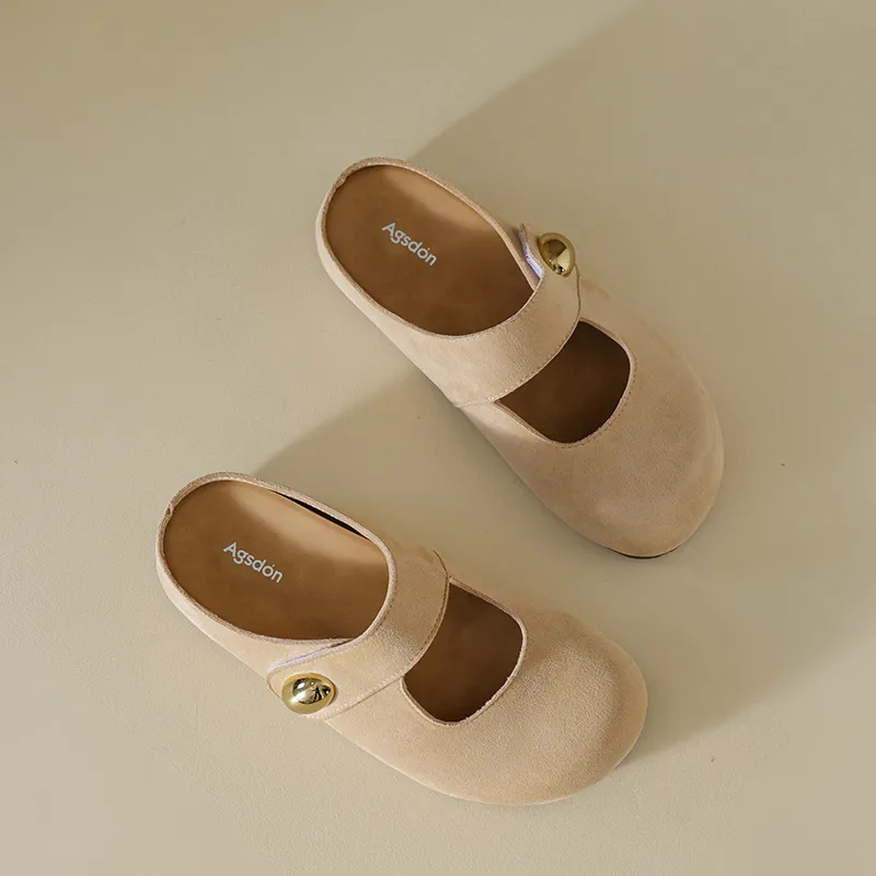AGSDON Abrasion Resistant Closed Toe Slippers 3.5cm Women's-5