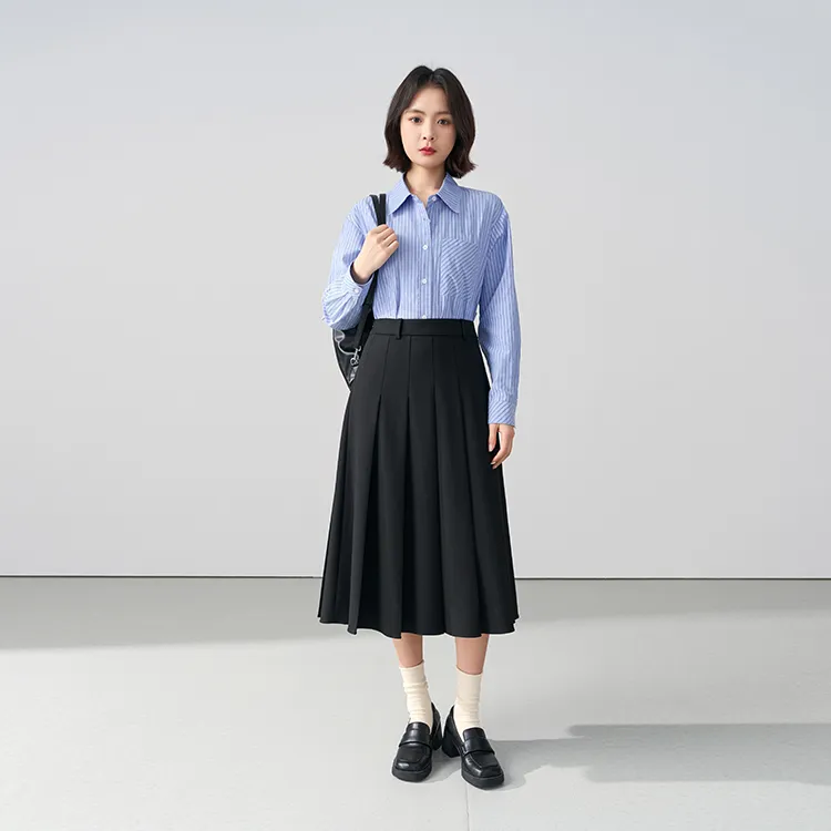 Miss Burde Casual Long Skirt Women's Black-4