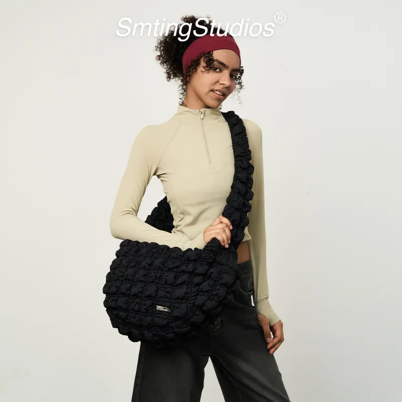 SMTING STUDIO Polyester Cloud Bag Crossbody Bag Medium Size Unisex Deep Black-6