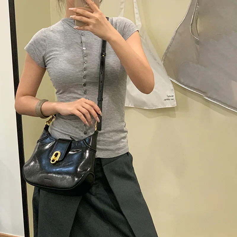 Simedin Cow Leather Shoulder Bag Trumpets Women's Sunlight Yellow/Ecru/Deep Black-16
