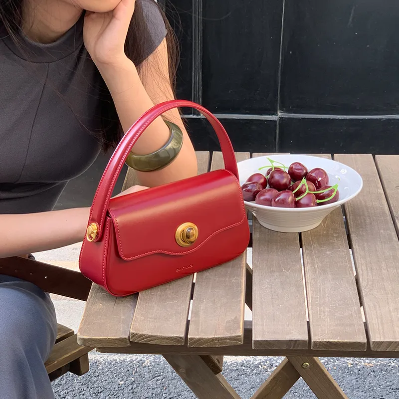 Simedin Cow Leather Handbag Regular Women's Laser Silver/Ecru/Burgundy Red-9