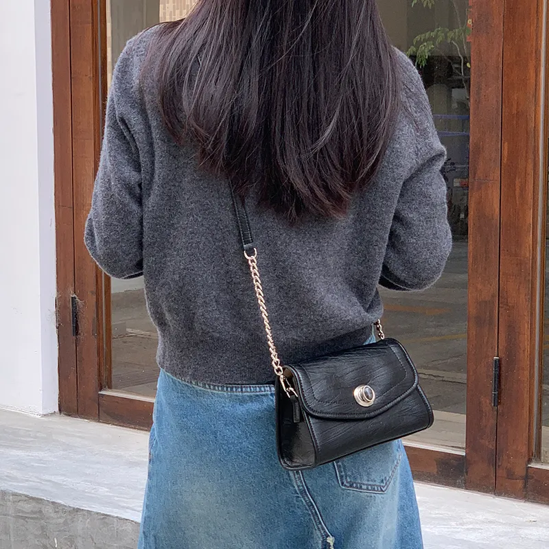 Simedin Split Cow Leather Shoulder Bag, Crossbody Bag Regular Women's Antique Silver/Deep Black-9