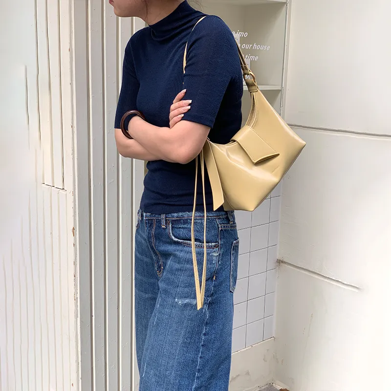 Simedin Cow Leather Crossbody Bag, Shoulder Bag Small Size Women's Deep Black/Pearl White/Sunlight Yellow-13