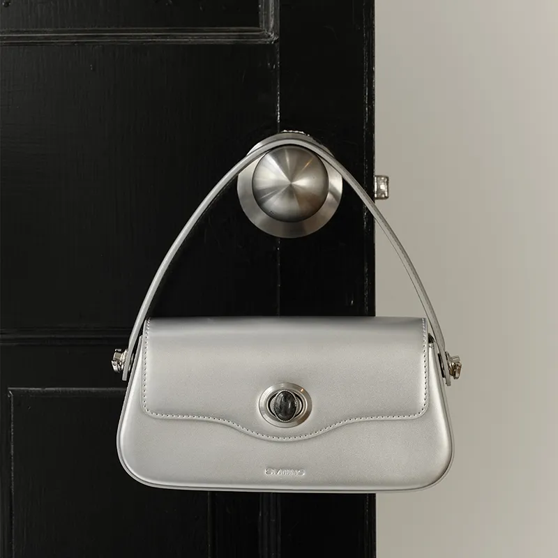Simedin Cow Leather Handbag Regular Women's Laser Silver/Ecru/Burgundy Red-2