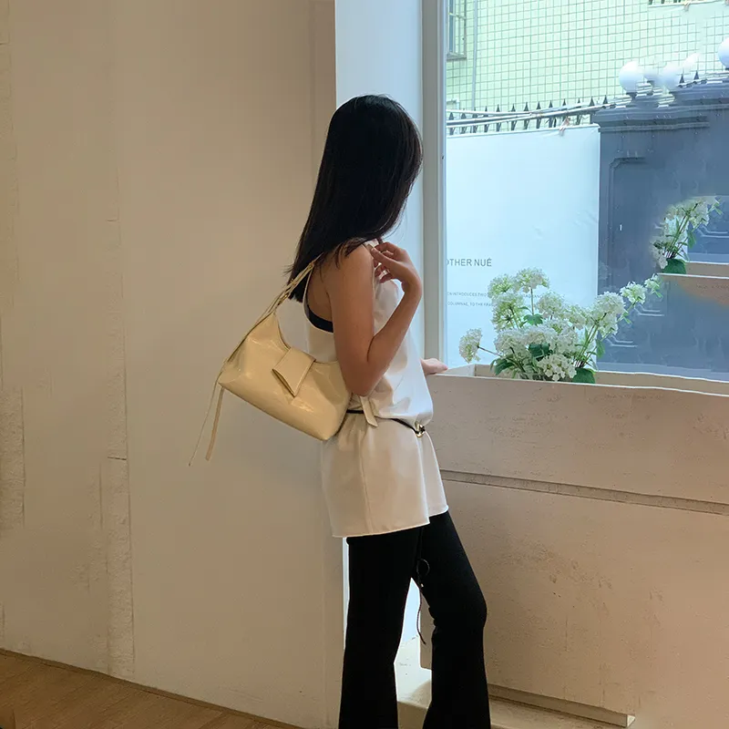 Simedin Cow Leather Crossbody Bag, Shoulder Bag Small Size Women's Deep Black/Pearl White/Sunlight Yellow-8