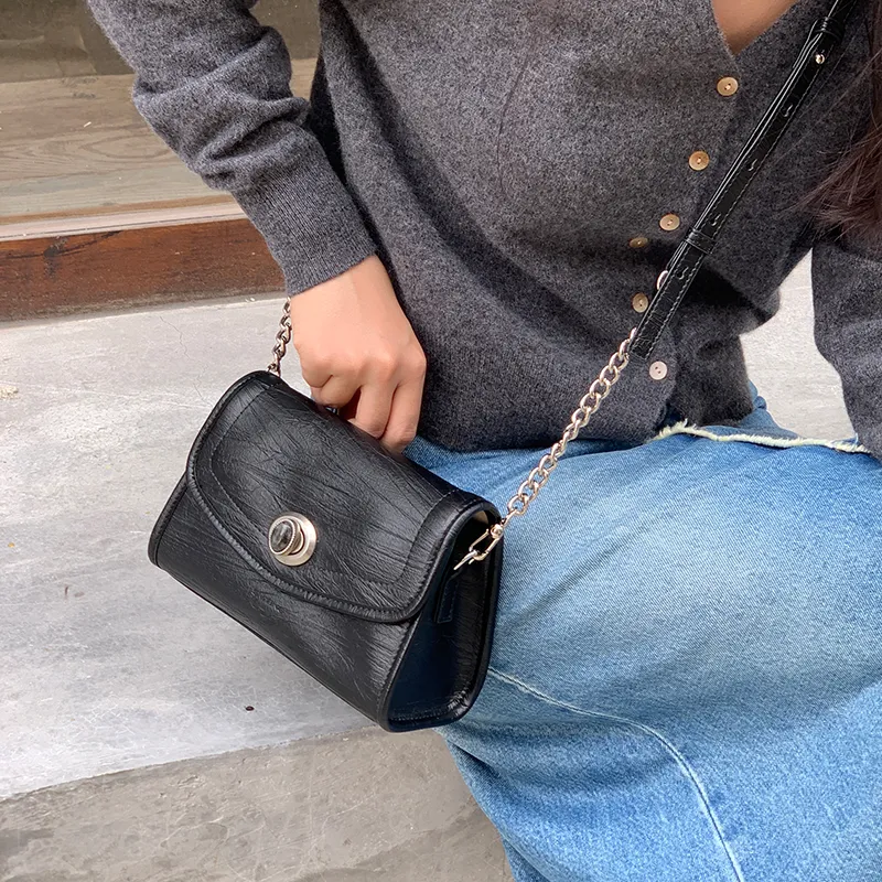 Simedin Split Cow Leather Shoulder Bag, Crossbody Bag Regular Women's Antique Silver/Deep Black-8