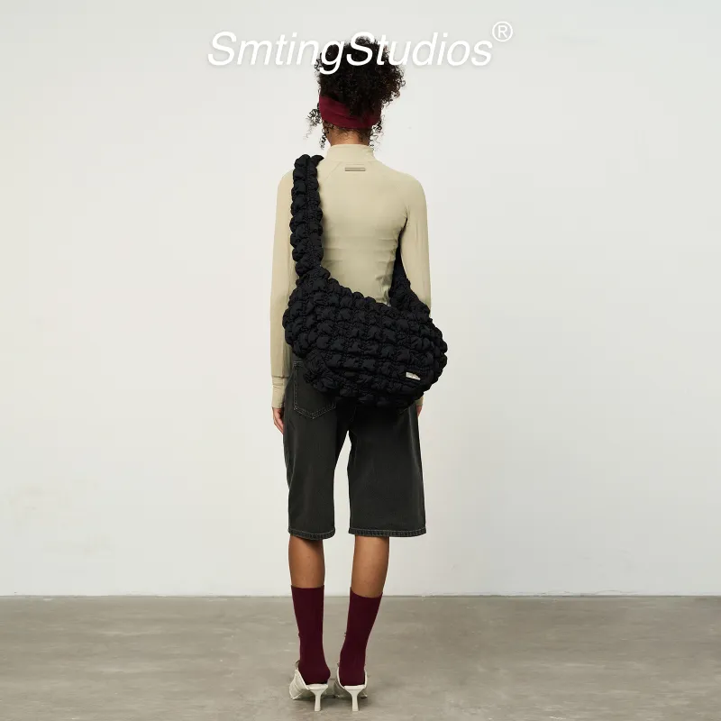 SMTING STUDIO Polyester Cloud Bag Crossbody Bag Medium Size Unisex Deep Black-5