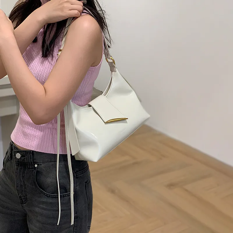 Simedin Cow Leather Crossbody Bag, Shoulder Bag Small Size Women's Deep Black/Pearl White/Sunlight Yellow-6