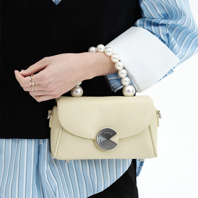 Simedin Cow Leather Box Small Square Bag, Crossbody Handbag Trumpets Women's Silk Satin Silver/Custard-7