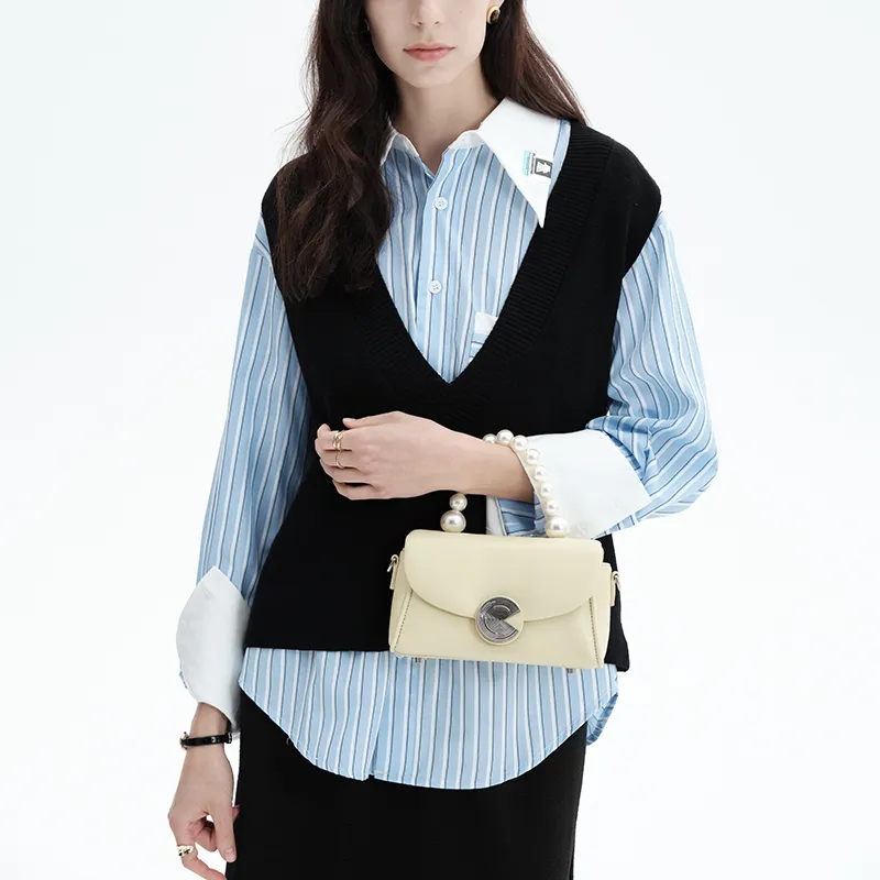 Simedin Cow Leather Box Small Square Bag, Crossbody Handbag Trumpets Women's Silk Satin Silver/Custard-8