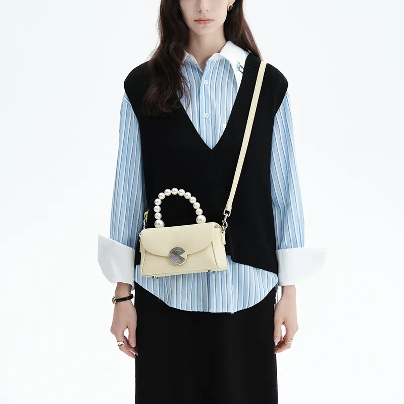 Simedin Cow Leather Box Small Square Bag, Crossbody Handbag Trumpets Women's Silk Satin Silver/Custard-9